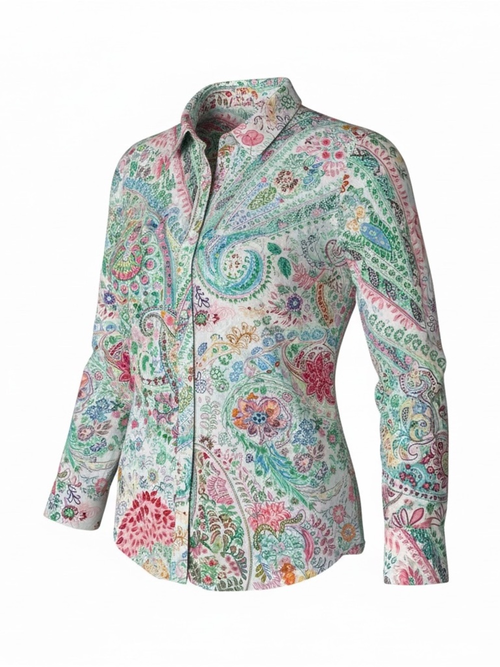 Talbots Multicolor Paisley Button-Up Shirt - Women’s Casual Long Sleeve - M